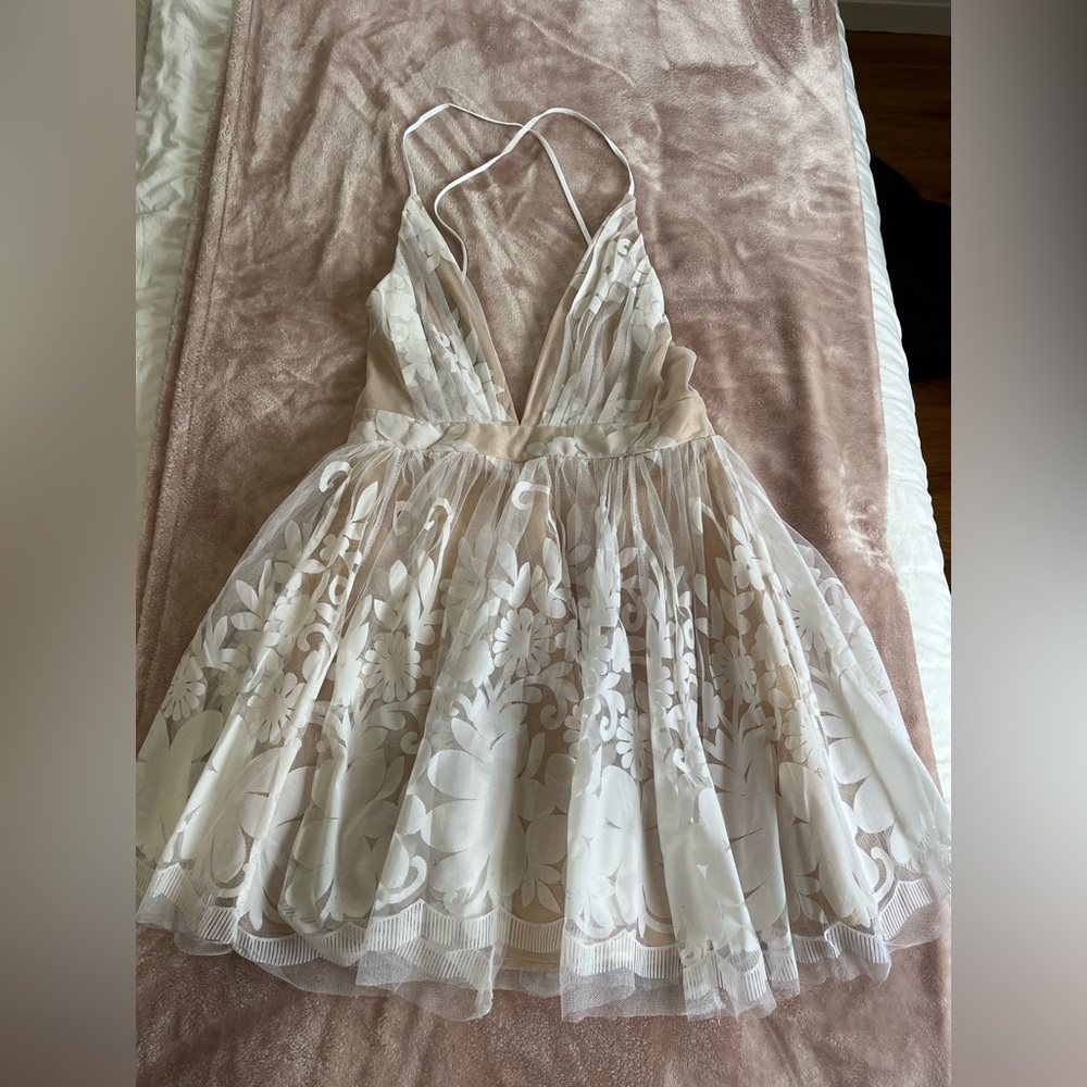 locked velvet on tulle fit & flare dress